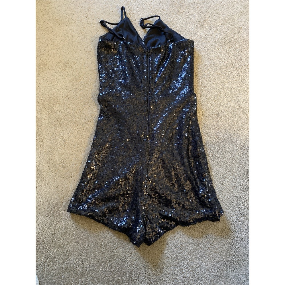 WINDSOR BLACK SEQUIN WRAP-FRONT ROMPER HIGH WAIST FITTED SHORTS‎ SIZE XS - Picture 16 of 16
